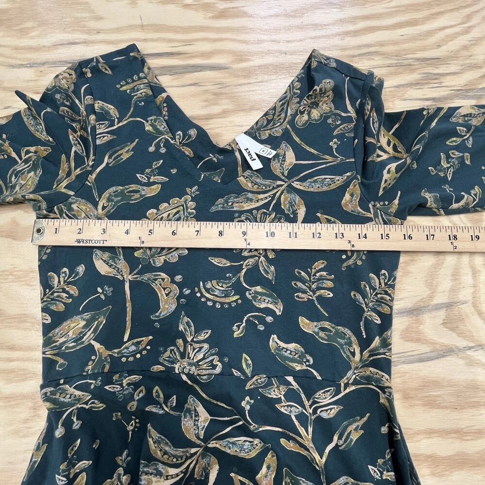 Pact Women's Teal Floral Midi Dress with Cream Print - Picture 9 of 12